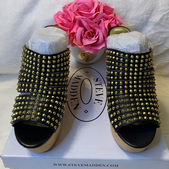 Steve Madden Luccious Black Multi Mule Wedges - Picture 10 of 16